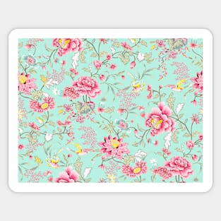 Bright Turquoise Oriental Florals Sticker